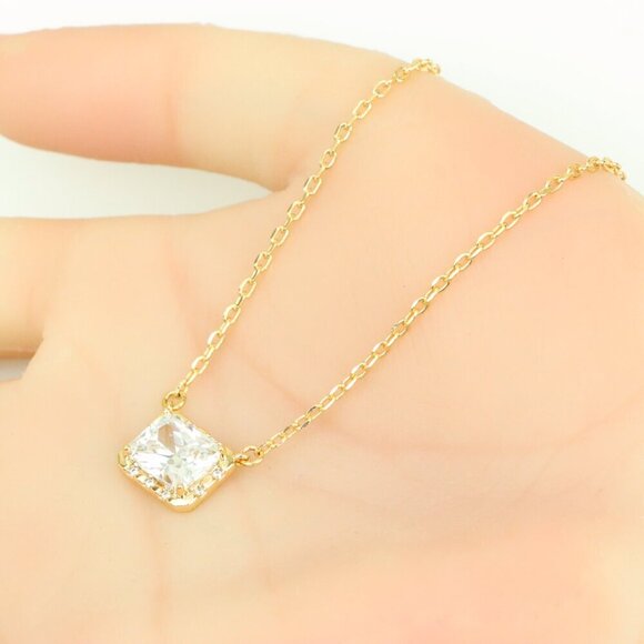 "Elegant Rose Gold Necklace with Crystal Charm, XPNL0392 - Picture 3 of 13